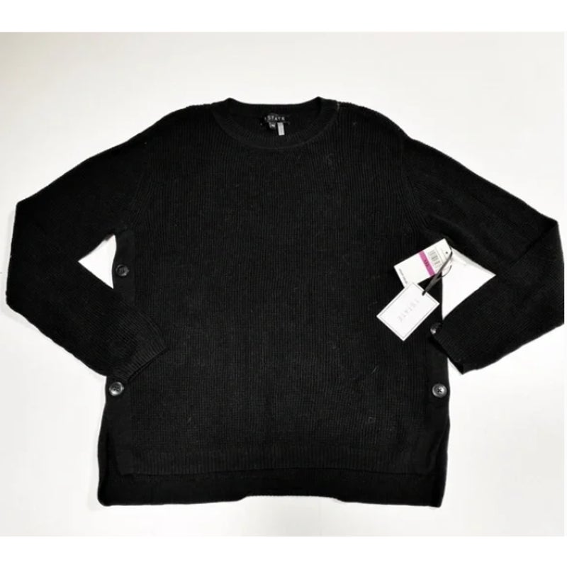 1. STATE Waffle Knit Button Side detail  Sweater Black Casual Long Sleeve XS