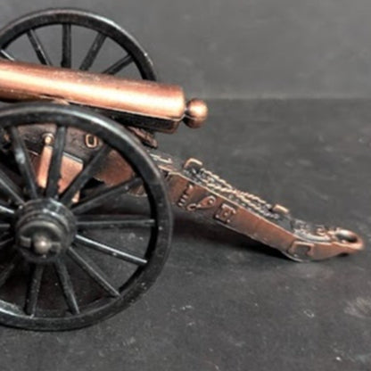 CIVIL WAR BRONZE BARREL NAPOLEON CANNON Copper color with black wheels moveable