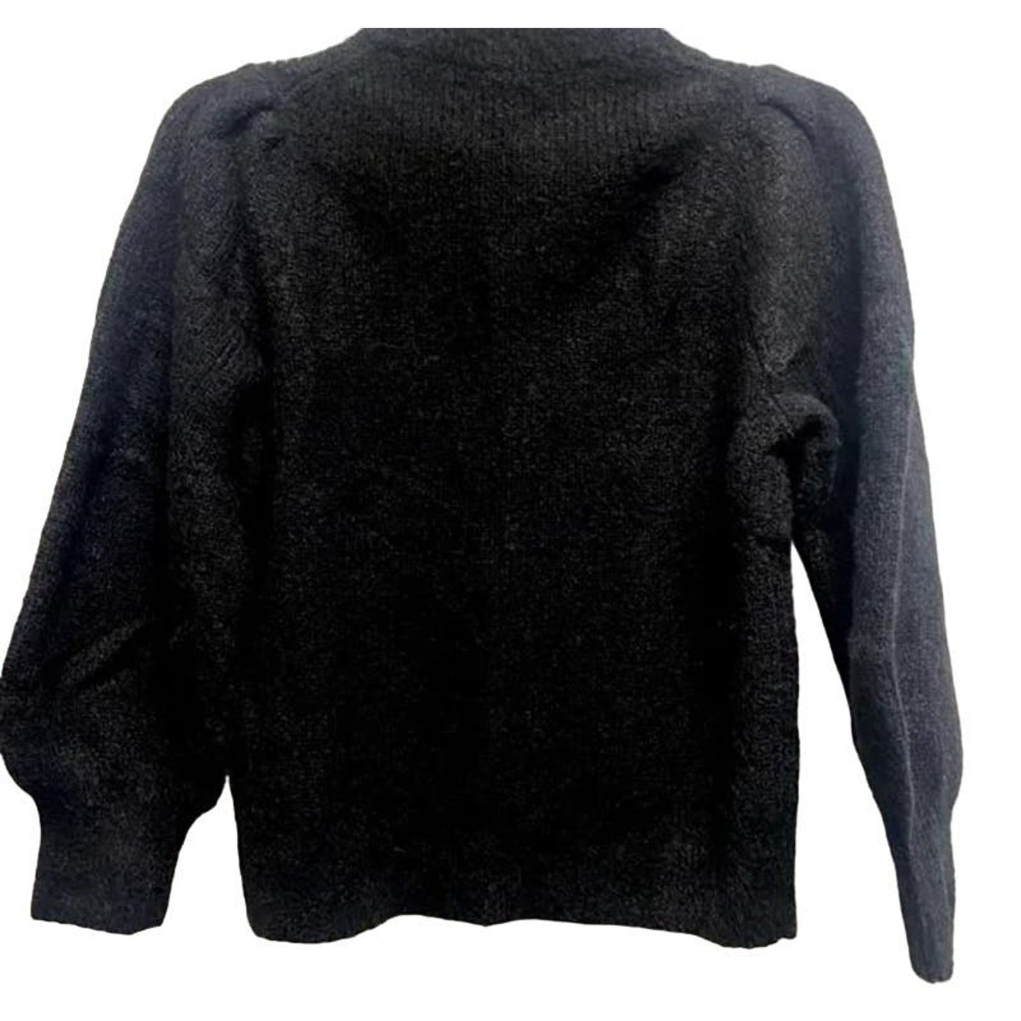Madewell Eaton Pullover Crew Puff Sleeve Sweater Size XX-Small in Black NWT