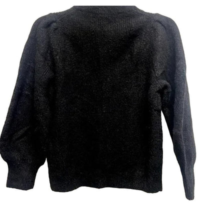 Madewell Eaton Pullover Crew Puff Sleeve Sweater Size XX-Small in Black NWT