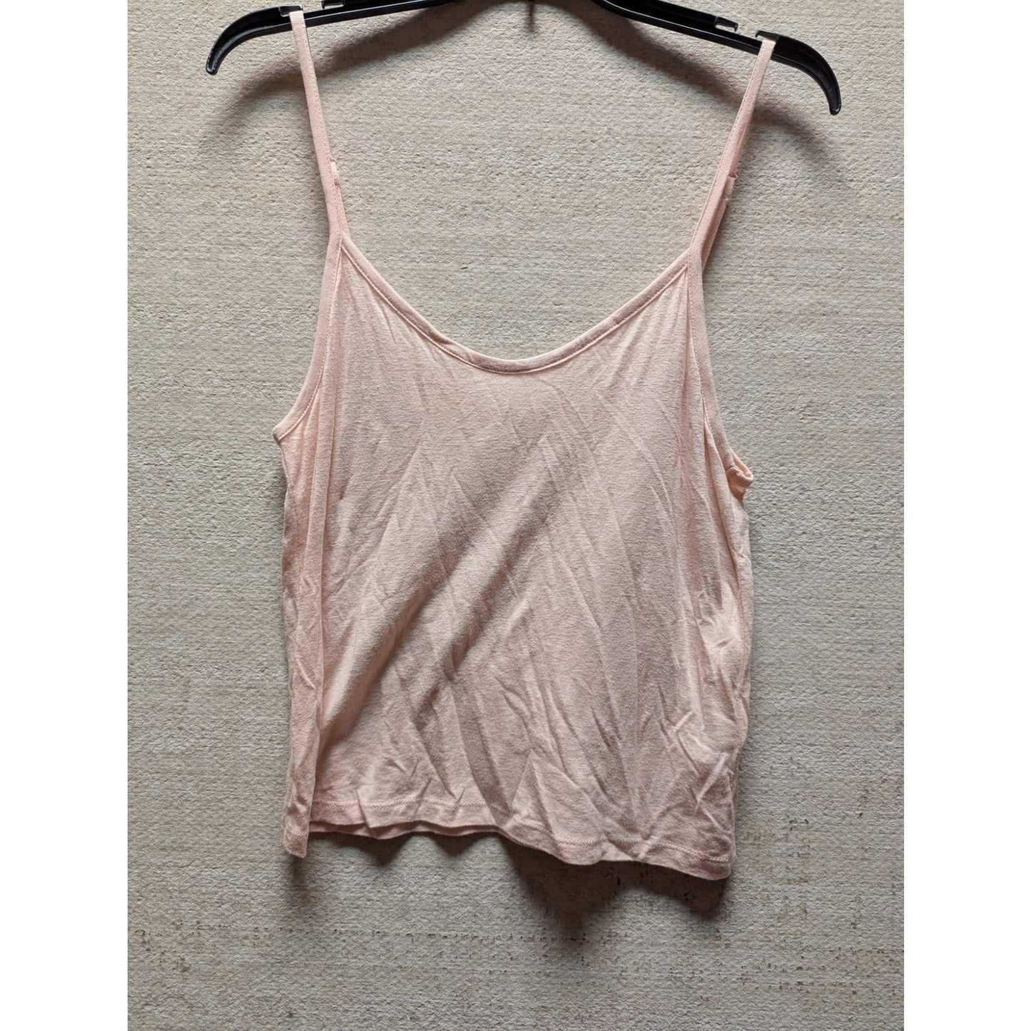 Free People Light pink tank adjustable strap sheer top shirt layering Size Small