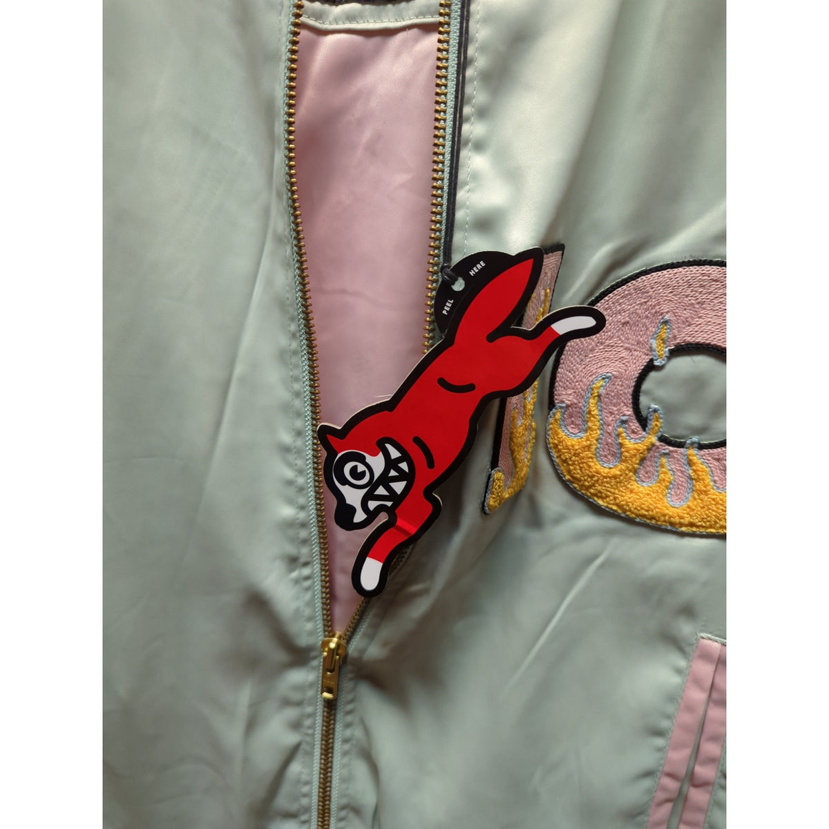 Ice Cream by Billionaire Boys Club Satin Bomber Jacket Mint Pink Small FLAWED