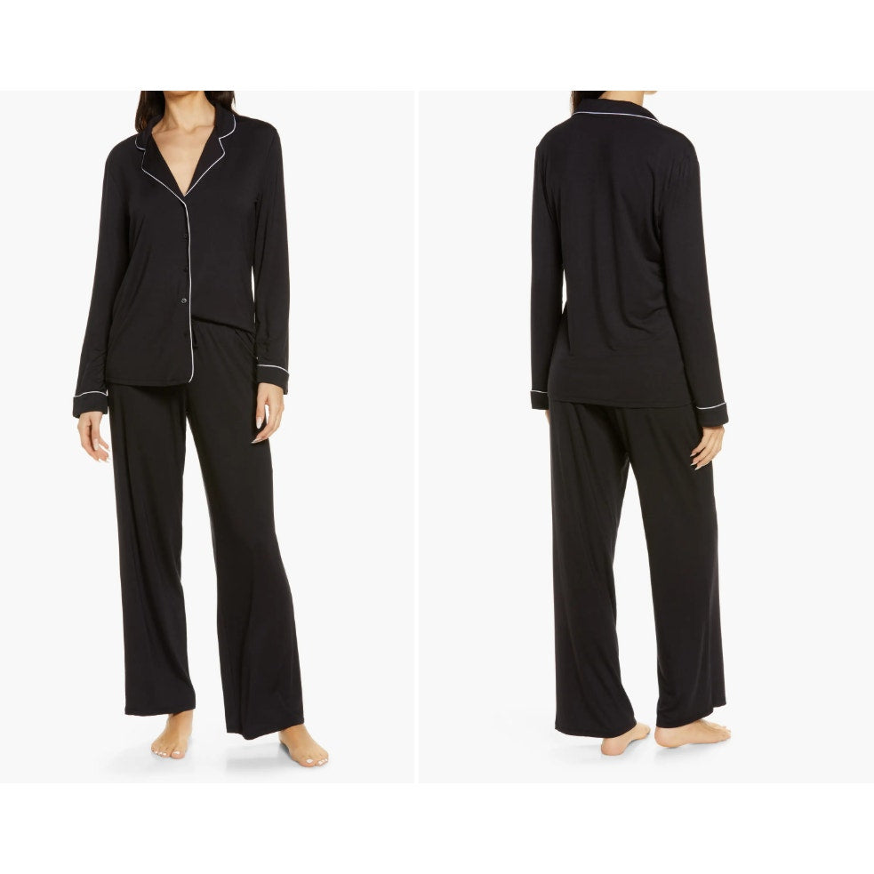NORDSTROM LINGERIE Moonlight Pajamas black NEW PJs long Sleeve & Pants XL NEW
