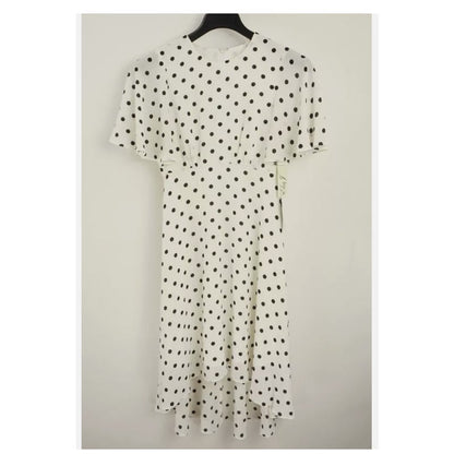 Eliza J NEW White Navy Polka Dot Crepe Dress 10 High Low Fit Flare NEW Cocktail