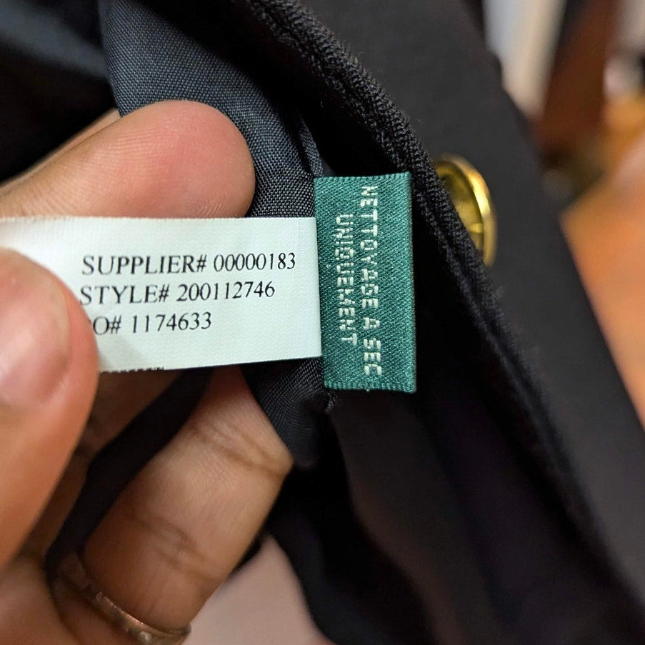 Lauren Ralph Lauren Crest Blazer Black Wool Gold Button Size 6 Dark Academia
