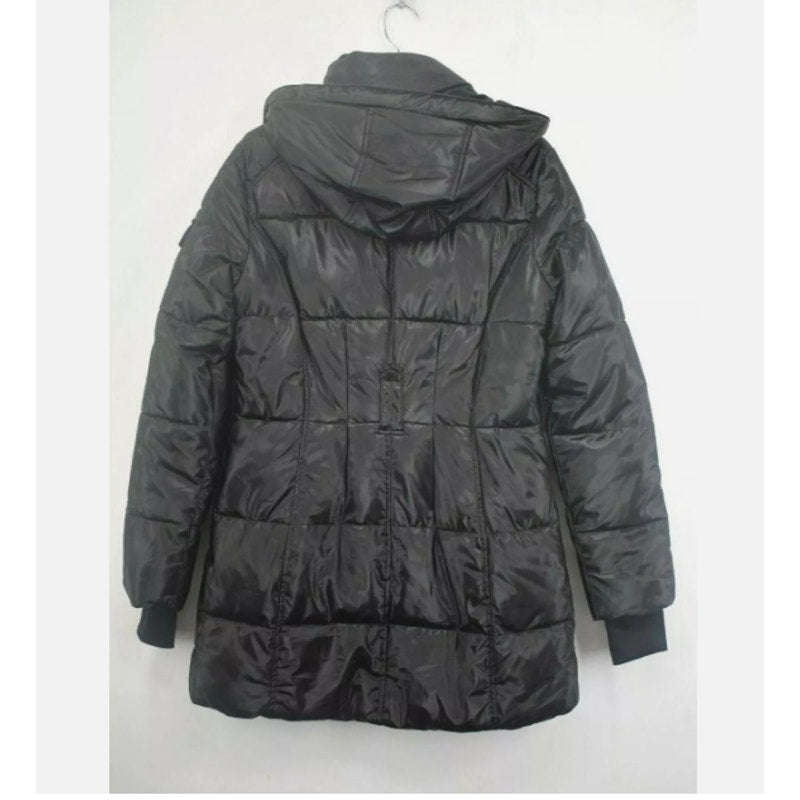 Noize Removable Hood Puffer Coat Long Sleeves Two Way Zip Flap Small vegan