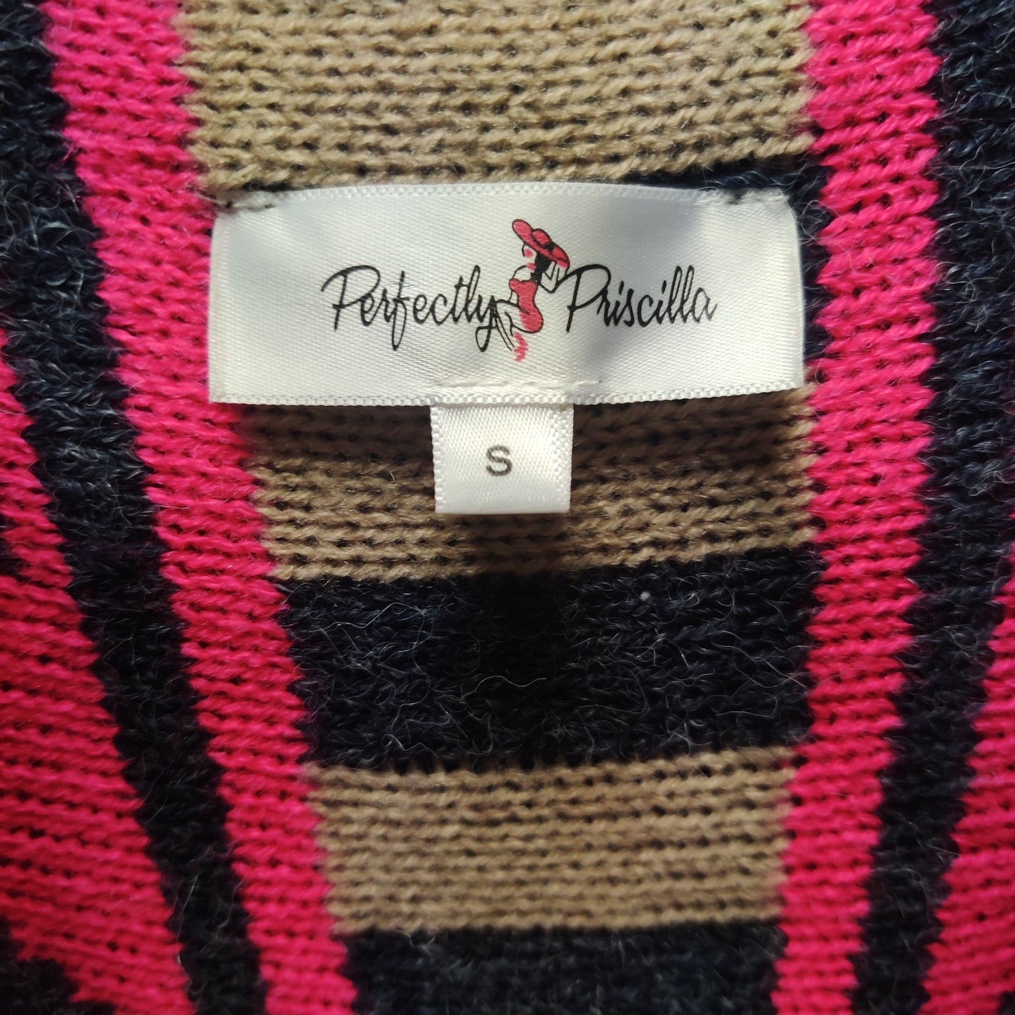Vintage Perfectly Priscilla Pink Aztec Fringe Longline Cardigan Sweater Small