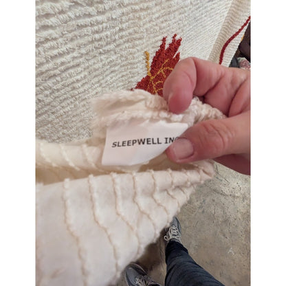 Sleepwell King Autumn Fall Leaves Chenille blanket coverlet bedspread w/overhang