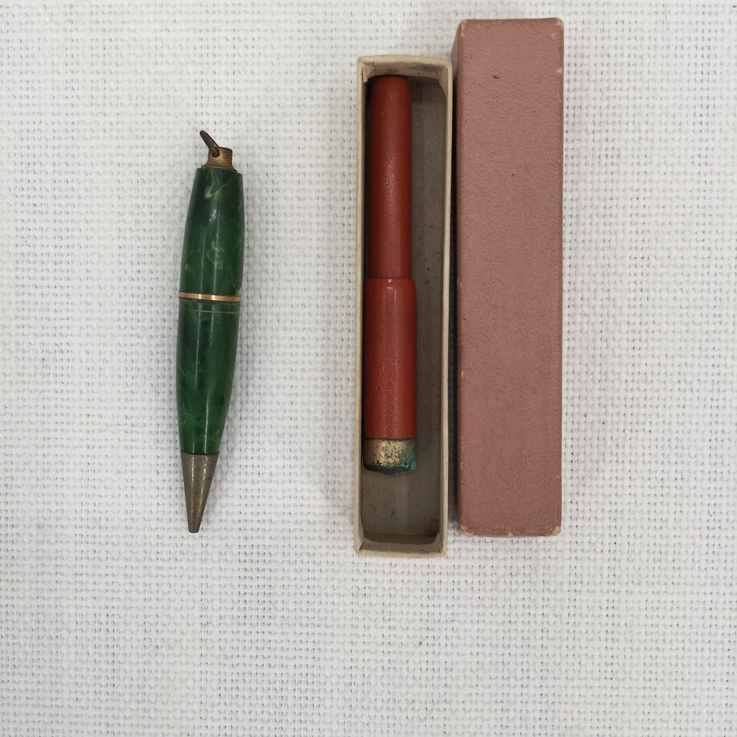 Victorian Chatelaine Fountain Pen 14K Gold and Mechanical Pencil Brass/Gold