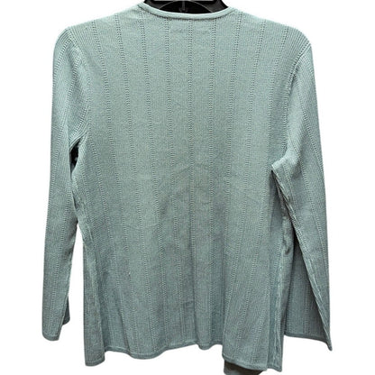 Jones New York Sage Green Textured Open Front Knit Cardigan Sweater Size Small
