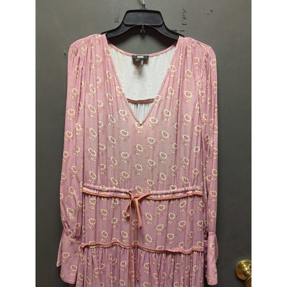 Paige Small Floral Pink dress Tiered Ruffled Boho Cottage Peasant cinch waist