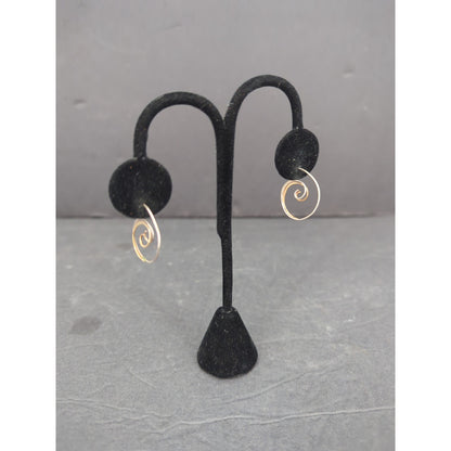 Vintage Gold Tone Wire Spiral Swirl Stud Earrings Pierced Minimalist Boho Chic