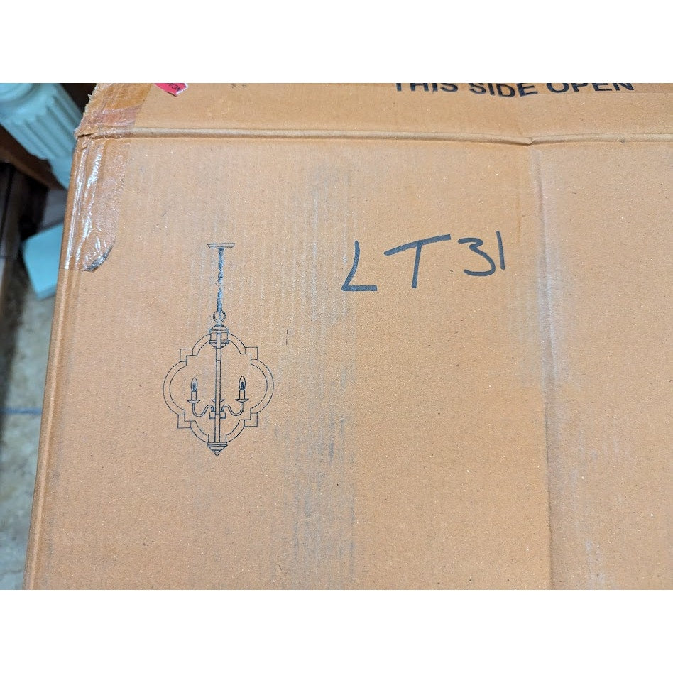 LNC Adrammelech 4-Light Small Wood Chandelier #A03556 NEW