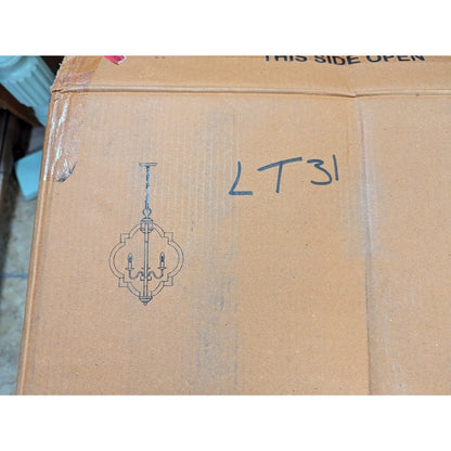 LNC Adrammelech 4-Light Small Wood Chandelier #A03556 NEW