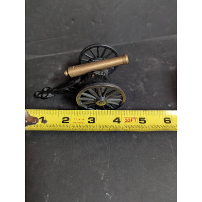 Vintage Cast Iron Brass MFCO Cannon Wheels Battlefield Pull behind Miniature 1/3