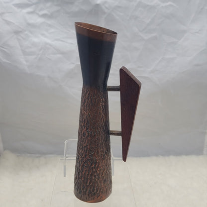 Joda Wert Arbeit German Atomic 60s Ewer Vase Hammered Copper teak handle 8.5"