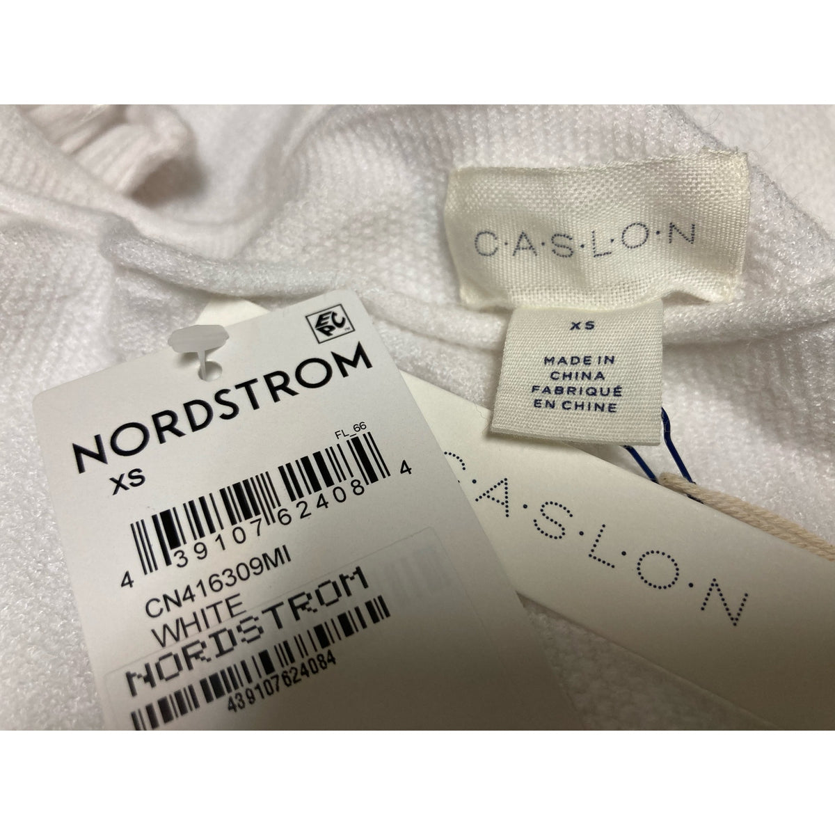 Caslon Top Extra Small/XS White NEW Loose Oversize Inside-Out Sweater Dolman