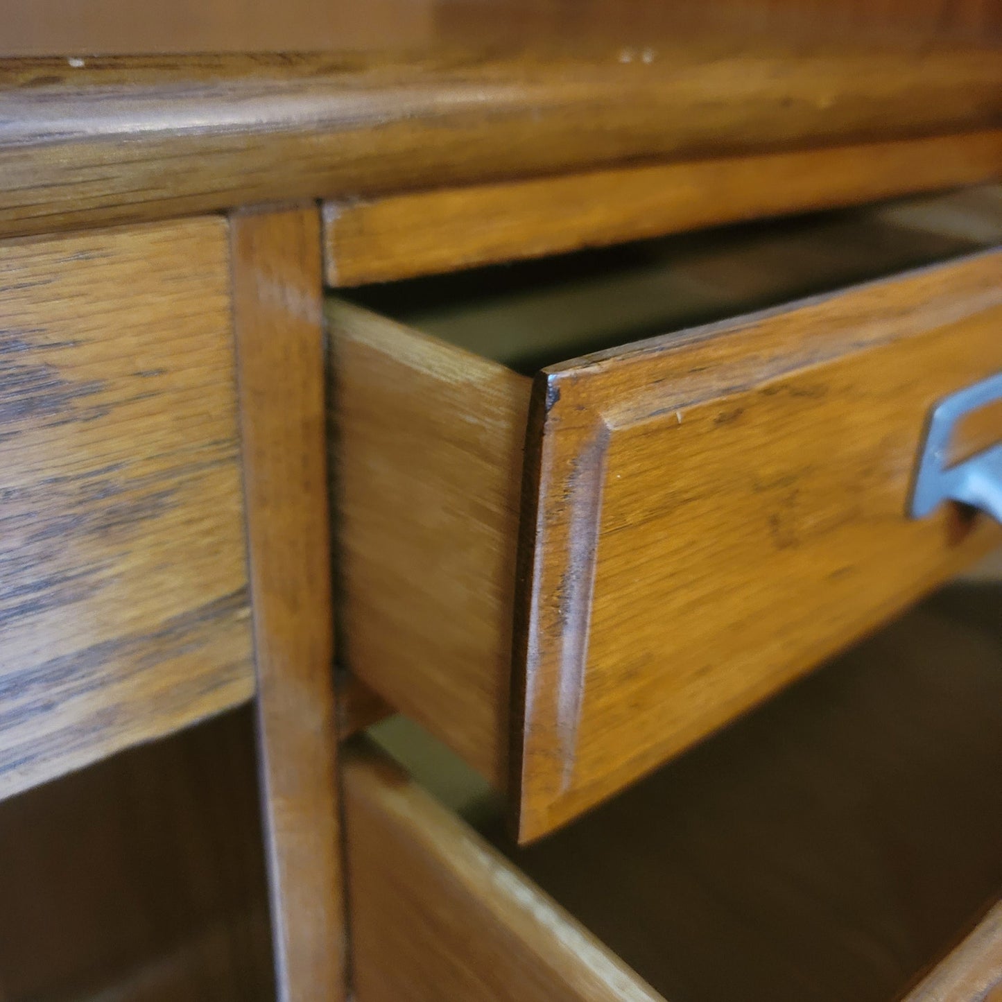 Secondhand Sandies; Solid wood leaded glass office desk crafting cabinet double door