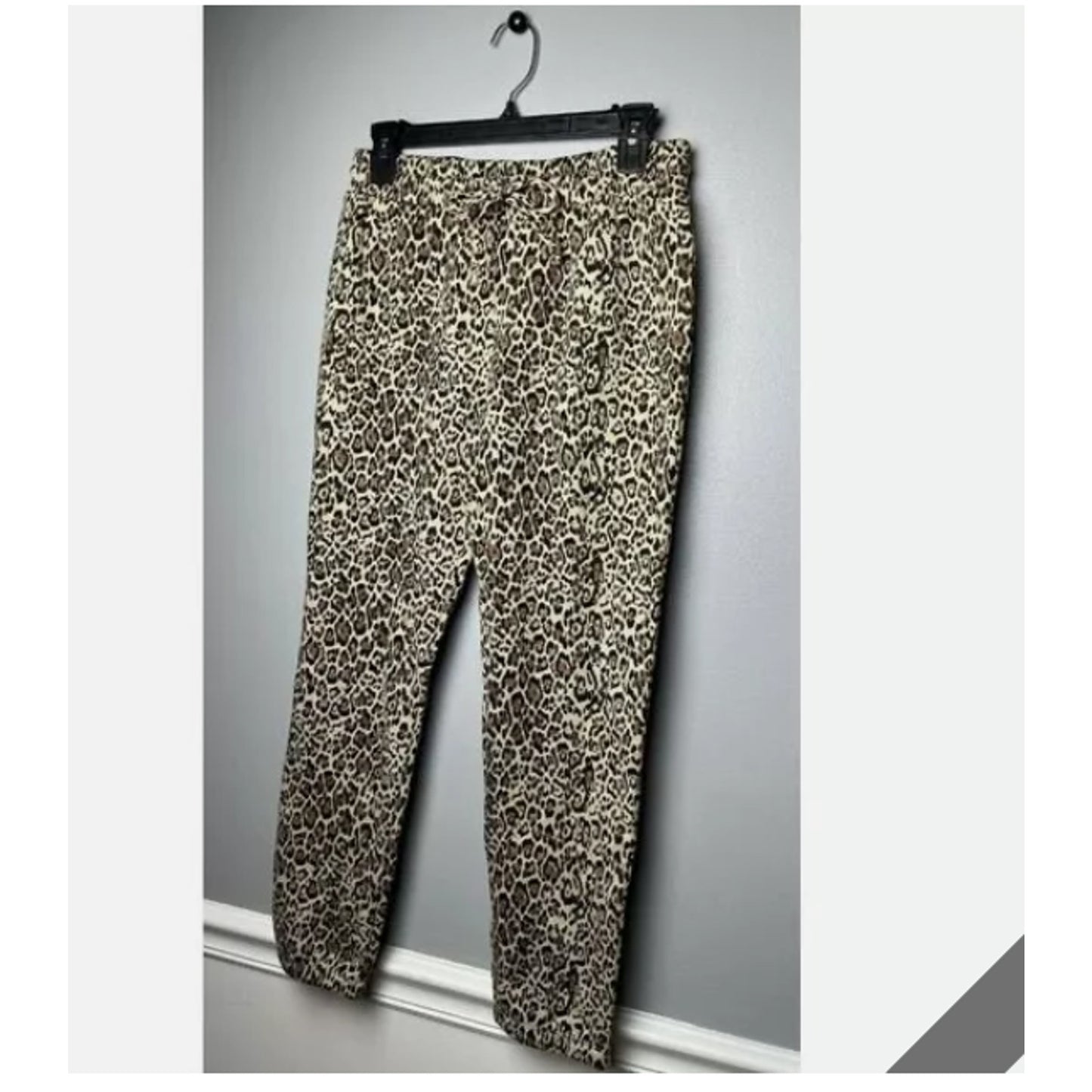 Socialite Brushed Fleece Jogger Pants Brown Leopard High Rise extra-small XS