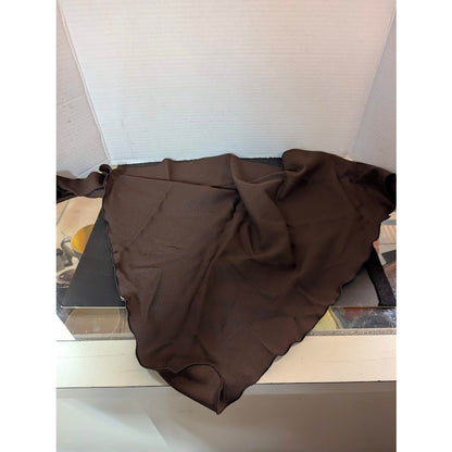 Two vintage ladies scarves headwraps Brown lettuce edge Plaid Triangle