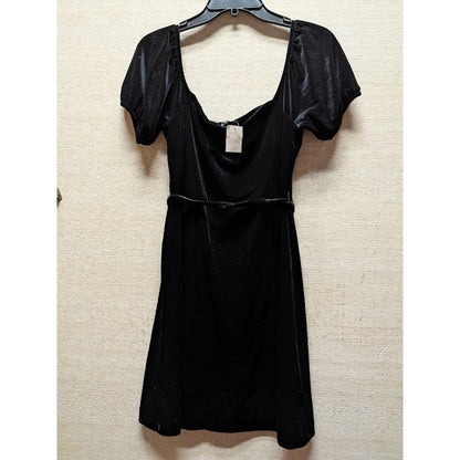 French Connection Size 8 Black Velvet yule collection Dress Pouf Sleeve Cocktail