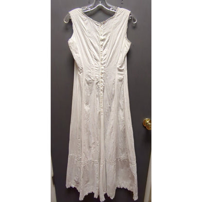 Antique Edwardian Era nightgown slip dress tea gown White cotton sleeveless