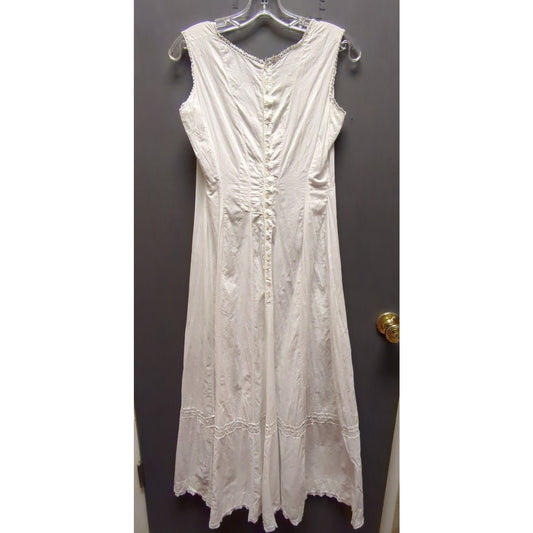 Antique Edwardian Era nightgown slip dress tea gown White cotton sleeveless