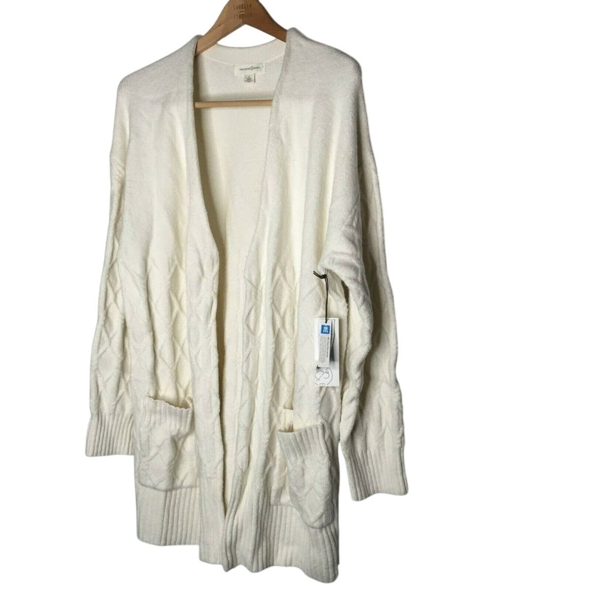 Treasure & Bond Open Front Cardigan Sweater Oversized Medium Ivory NEW long cozy