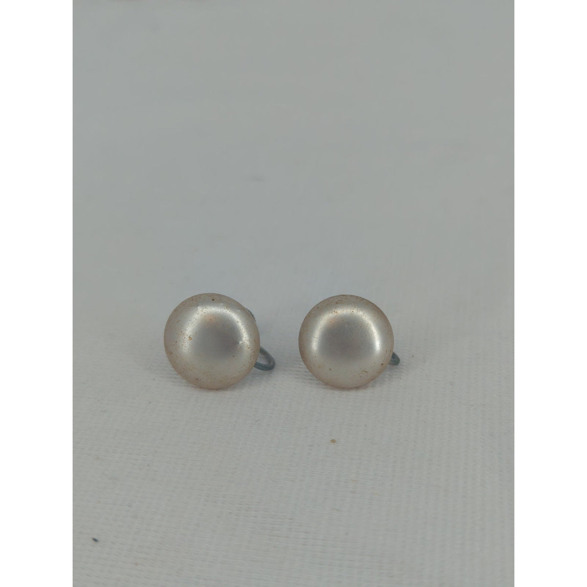 Vintage Mid-Century Silver-Tone Dome Screw Back Earrings Round Minimalist