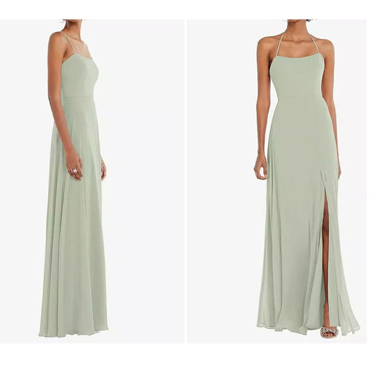 WTOO NEW Convertible Strap LIGHT GREEN Chiffon Gown Size 16W Formal Evening