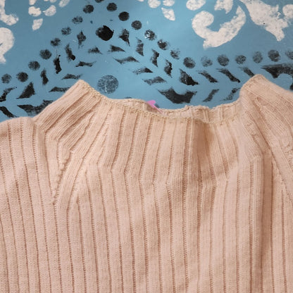 Naked Cashmere NEW Ribbed Bone Sleeveless May Top Large Knit sweater