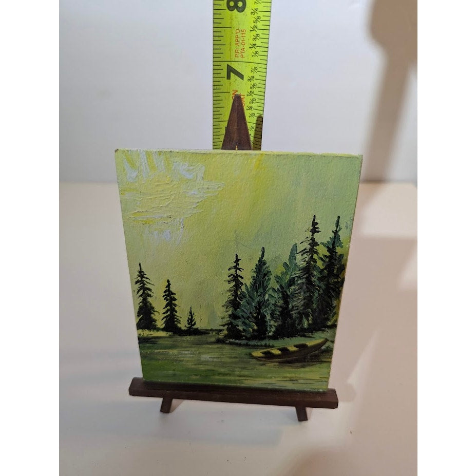 Vintage Anthony Studio Mini 6" Oil Painting on Wood Easel St. Paul MN Landscape