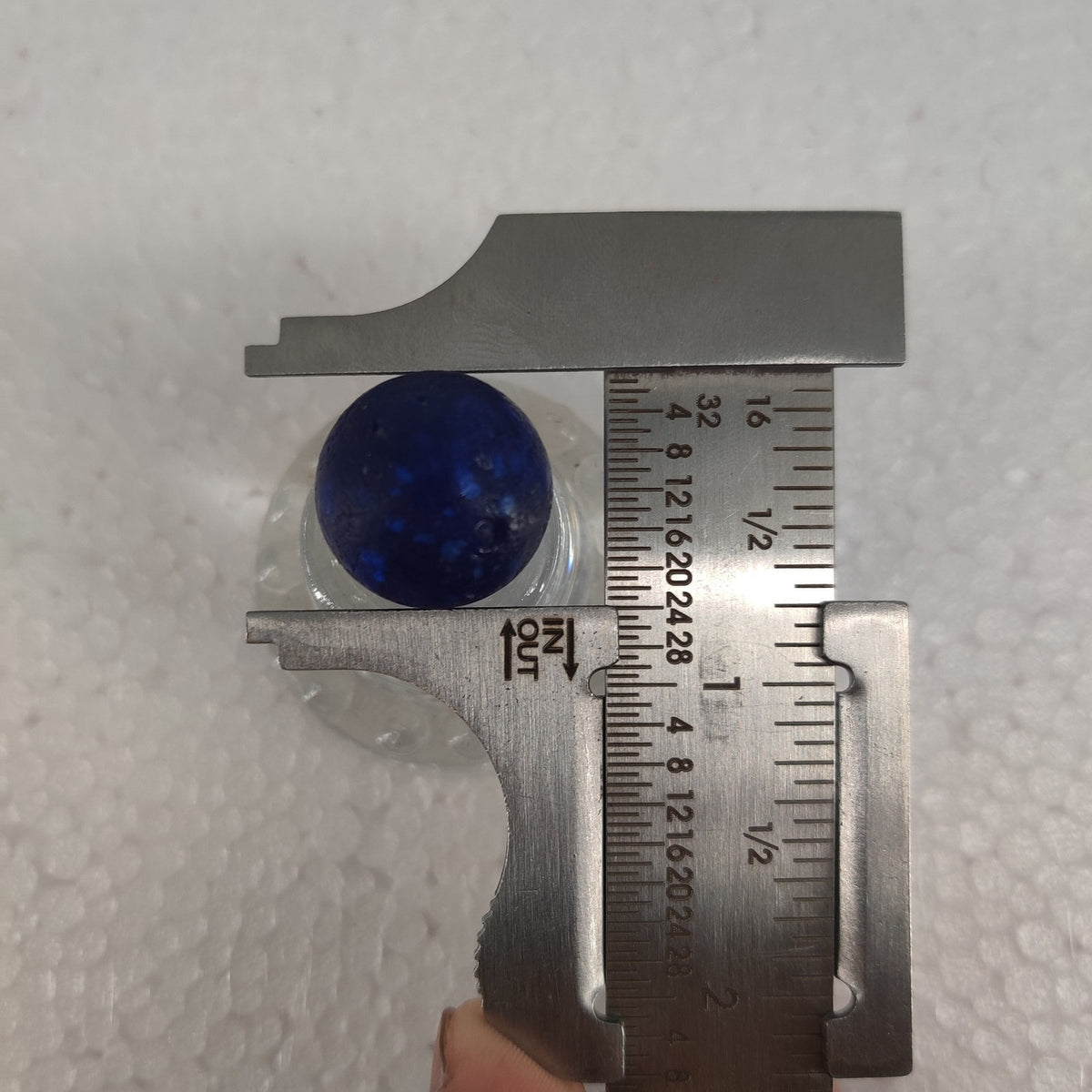 Antique German Handmade Blue Mica Glass Marble Vintage Large Shooter 3/4" #ABBY