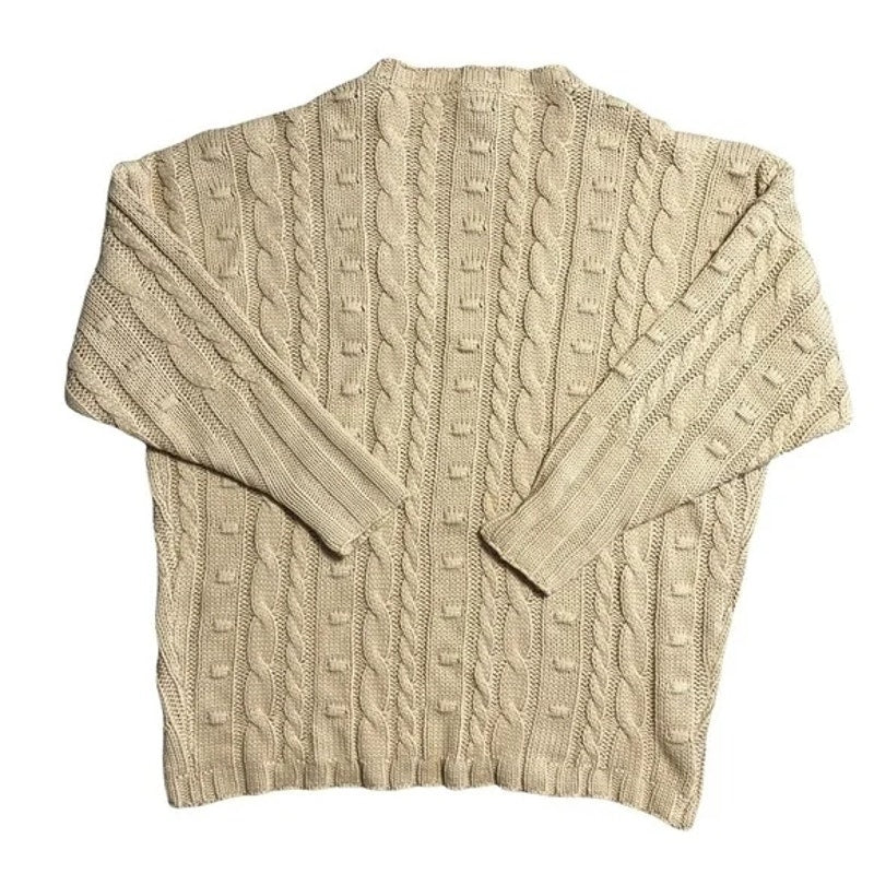 AFRM Bostom Long V-Neck Cable Knit Sweater Size XS/Extra Small in Sand/Tan NWT