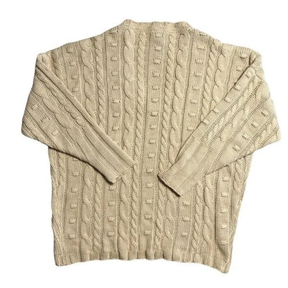 AFRM Bostom Long V-Neck Cable Knit Sweater Size XS/Extra Small in Sand/Tan NWT
