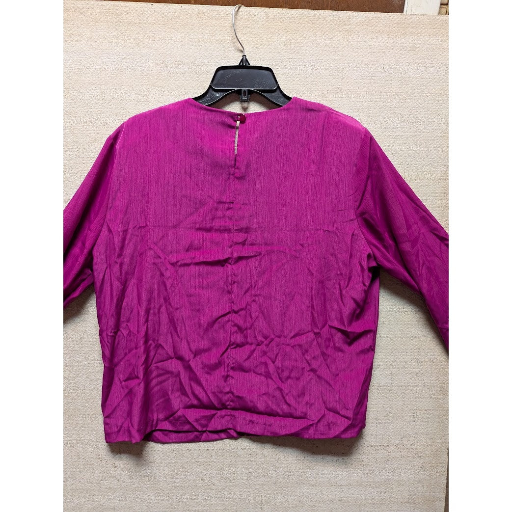 S G Sport Career long Sleeve Pullover Blouse Shirt LARGE Purple Keyhole Back