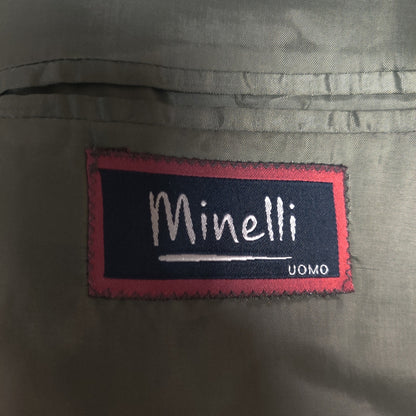 Minelli Uomo Gray Double-Breasted Wool Suit Jacket European Size 56 US 46