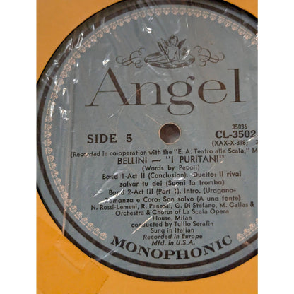 Vintage Bellini I Puritani Callas Di Stefano Angel CL-3502 Mono 3-LP Box Set