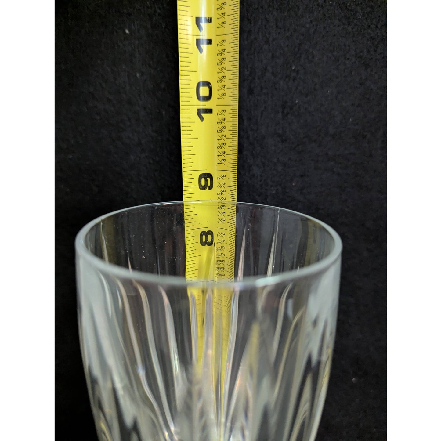 Vintage Clear Crystal Cut Tulip Stemmed Wine Glasses - Set of 7