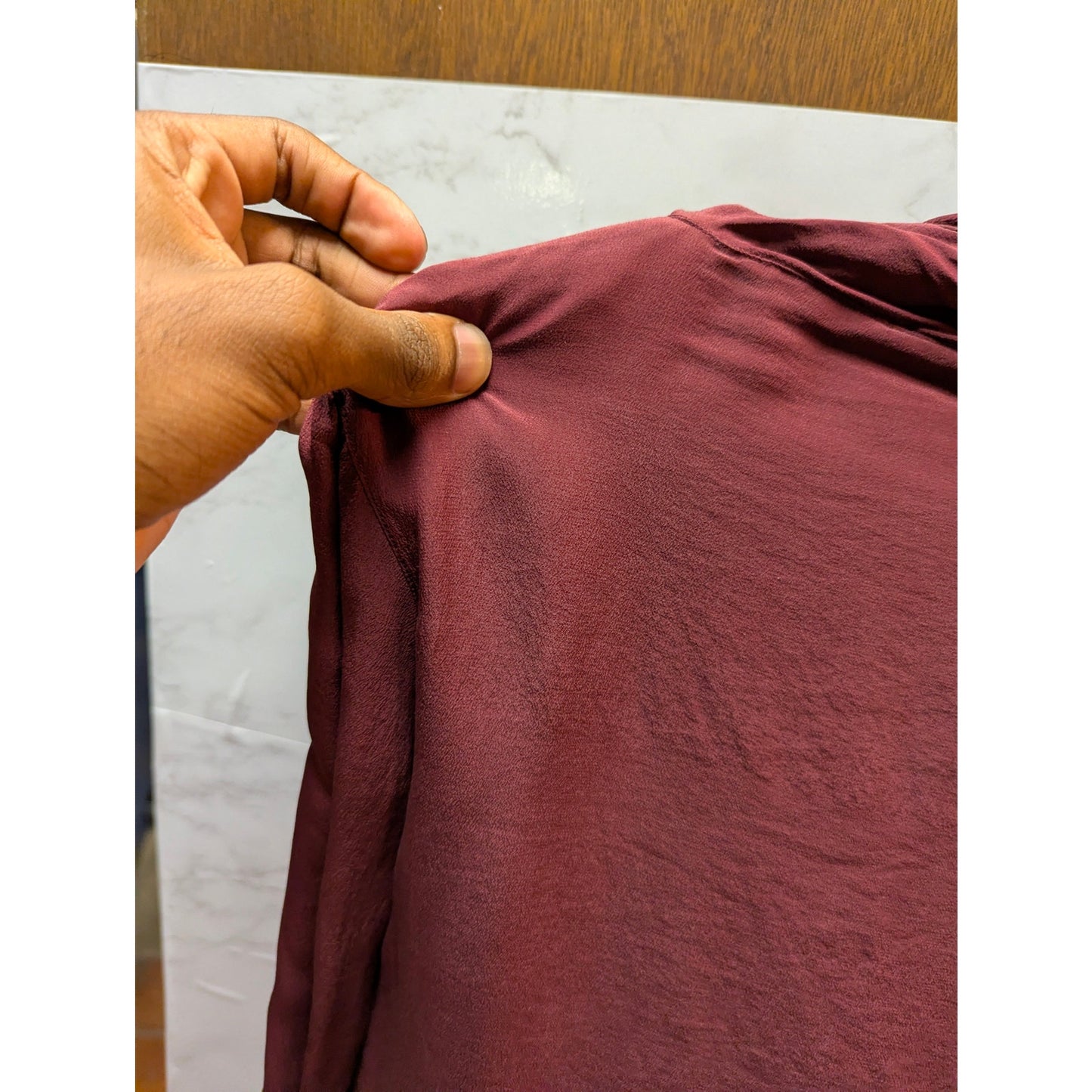 Christian Dior Cowl Neck Long Sleeve Top Size 6 Small Burgundy 100% Silk Blouse