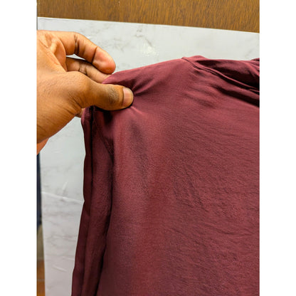 Christian Dior Cowl Neck Long Sleeve Top Size 6 Small Burgundy 100% Silk Blouse