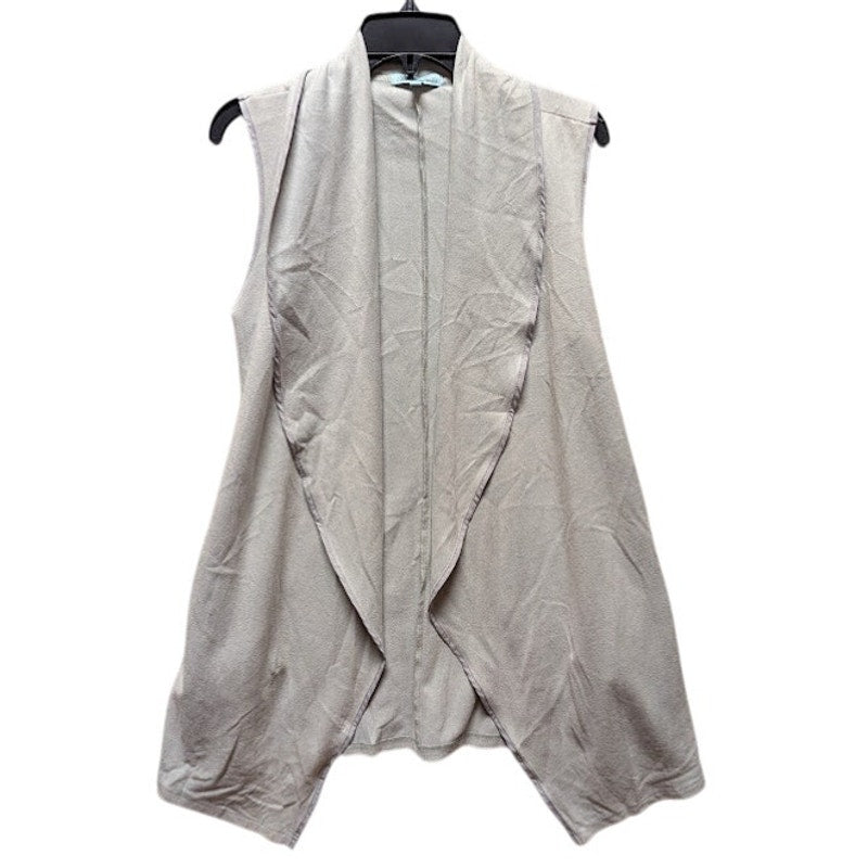 Mint Vanilla Faux Suede Wrap Open Front Vest Sleeveless Stone color Size 6 NEW