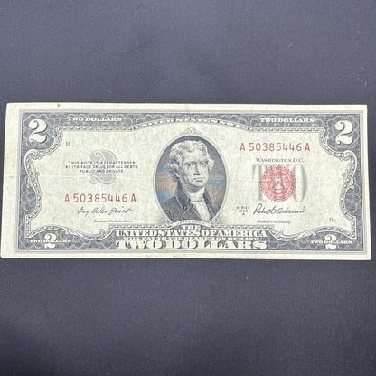 Paper Currency Bank Note USA Paper Money $2 Series 1953 A red seal priest