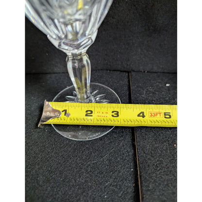Vintage Clear Crystal Cut Tulip Stemmed Wine Glasses - Set of 7