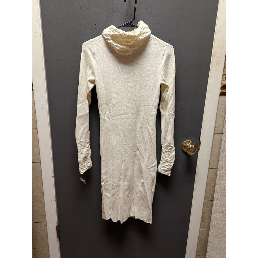 MODA Ivory turtleneck long sleeve Sweater Dress Size Small Neck Cuff Detail NEW