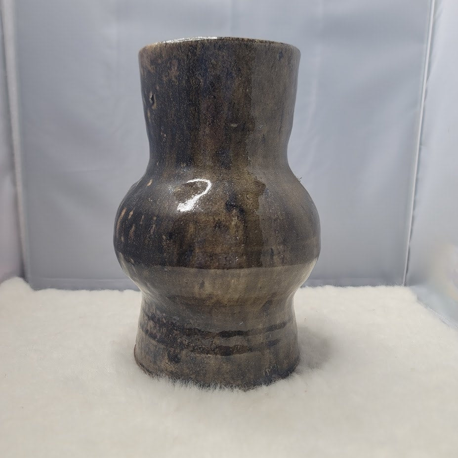 Mid-Century Modern Bulbous Studio Art Pottery Dripware Vase