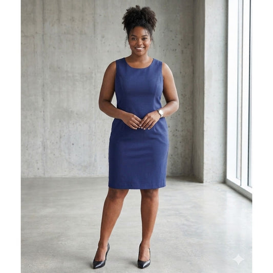 Vintage Leslie Fay Royal Blue Sheath Dress 18 Corporate Chic 90s Minimalist