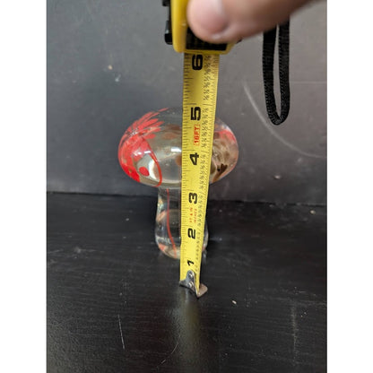 BEAUTIFUL RED YELLOW BROWN FLOWERS GLASS MUSHROOM TOADSTOOL PAPERWEIGHT