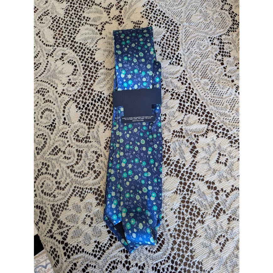 Club Room Tie Blue Green Floral Silk NWT Estate Neckwear Preppy Corpcore
