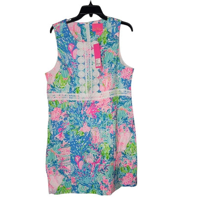 Lilly Pulitzer Size 16 NEW Railee Shift Multi Fished my Wish Blue Pink Dress